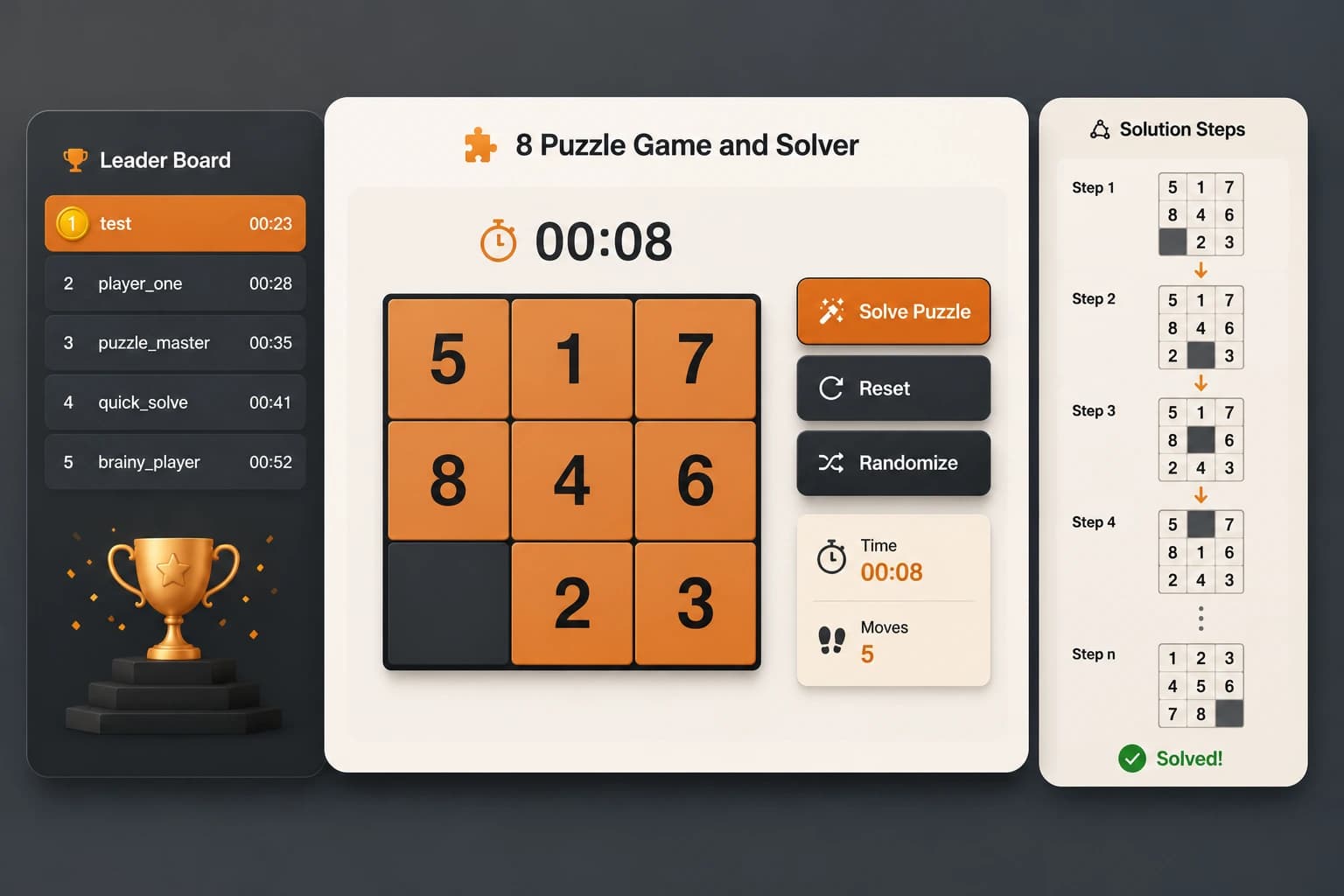 8-Puzzle Game and Solver project screenshot
